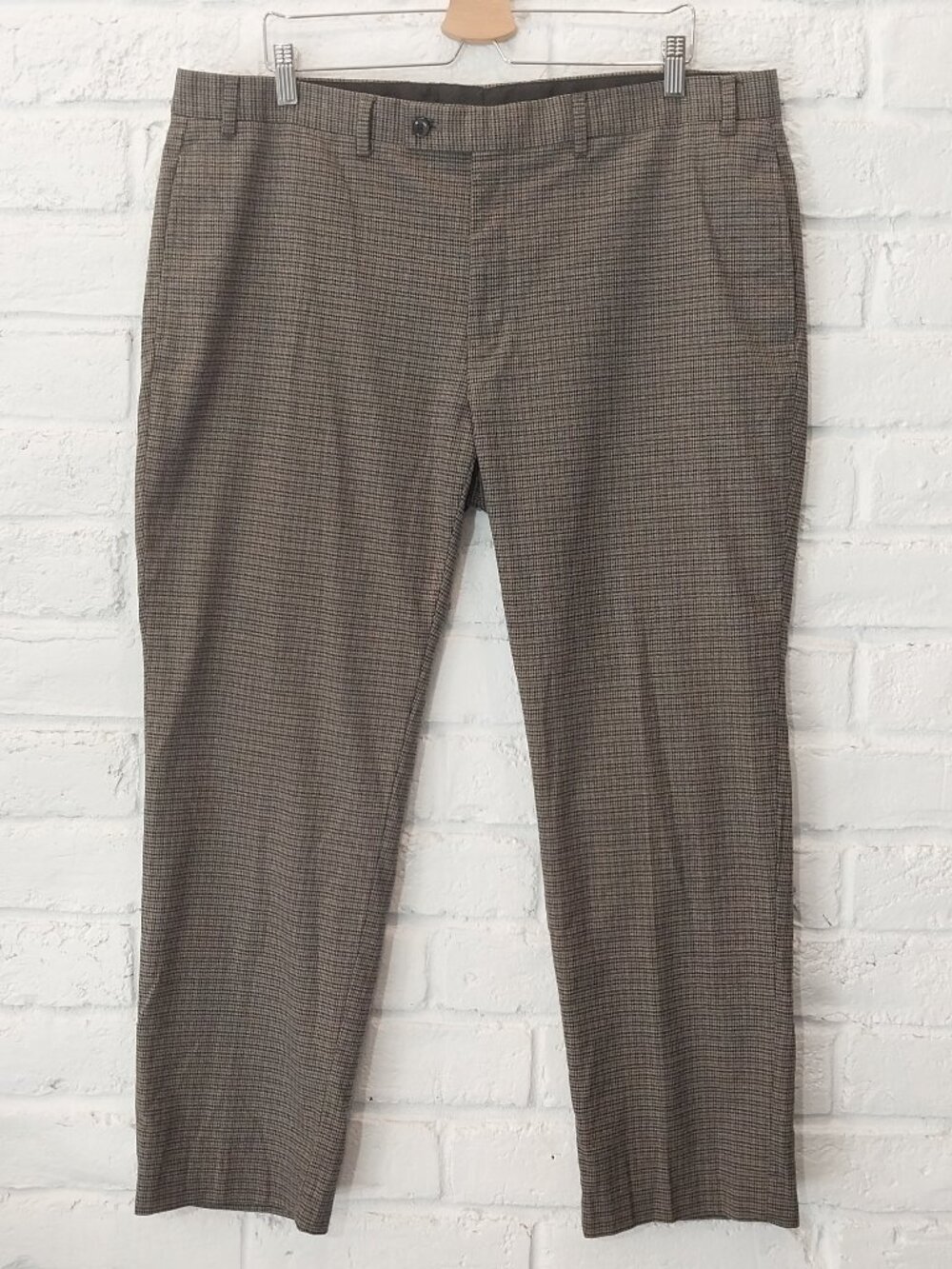 Ralph Lauren Black Label Pants Mens 40 x 28.5 Gray Houndstooth Trousers Stretch.